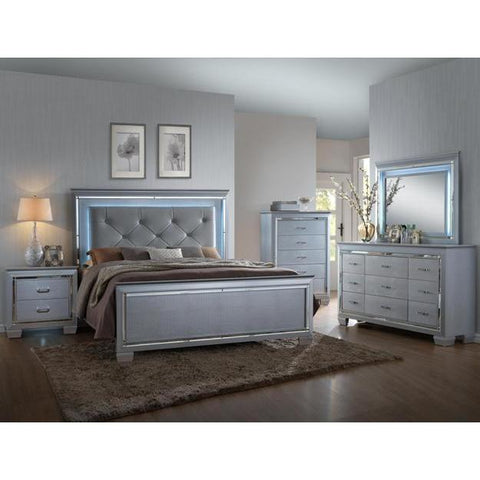 Lillian Silver LED Panel Bedroom Set - bellafurnituretv