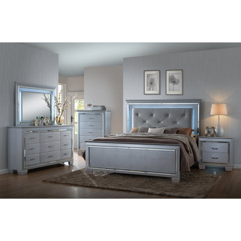 Lillian Silver LED Panel Bedroom Set - bellafurnituretv
