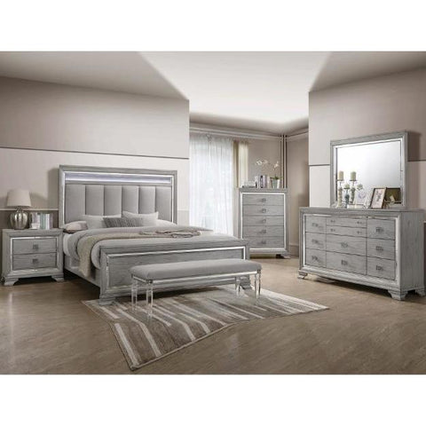 Vail Gray LED Queen Panel Bed - bellafurnituretv