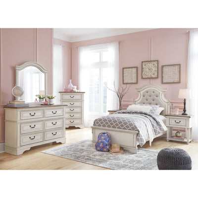 [SPECIAL] Realyn Chipped White Youth Upholstered Bedroom Set - bellafurnituretv