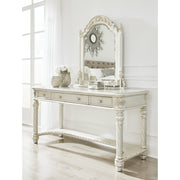 Cassimore Pearl Silver Vanity with Mirror - bellafurnituretv