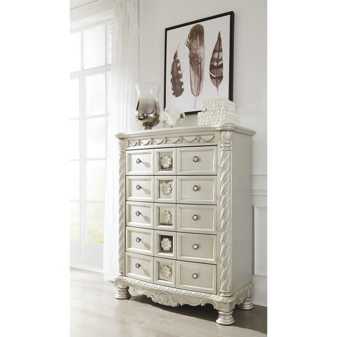 Cassimore Pearl Silver Chest | Bella Furniture