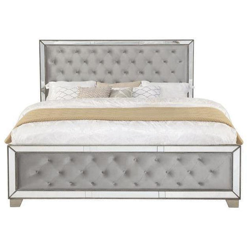 Cosette Silver Mirrored Queen Panel Bed - bellafurnituretv