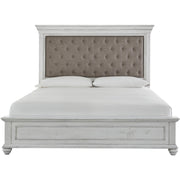 Kanwyn Whitewash Queen Upholstered Panel Bed - bellafurnituretv