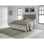 Kanwyn Whitewash Queen Upholstered Panel Bed - bellafurnituretv