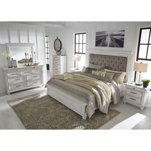 [SPECIAL] Kanwyn Whitewash Upholstered Panel Bedroom Set - bellafurnituretv