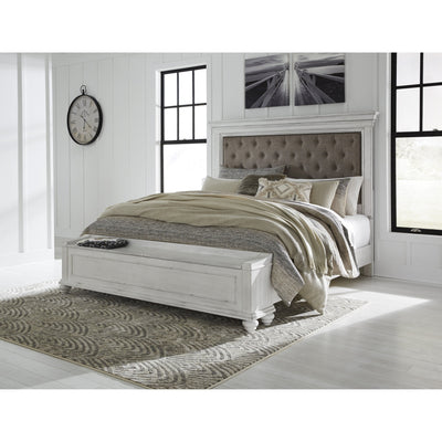 Kanwyn Whitewash King Upholstered Storage Bed - bellafurnituretv