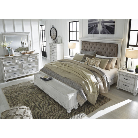 Kanwyn Whitewash King Upholstered Storage Bed - bellafurnituretv