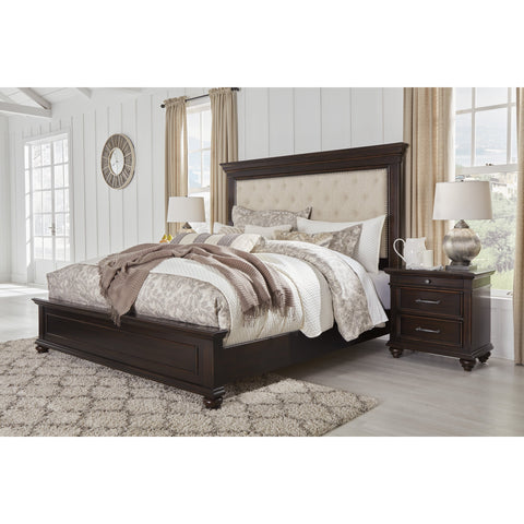 Brynhurst Dark Brown Queen Upholstered Panel Bed - bellafurnituretv