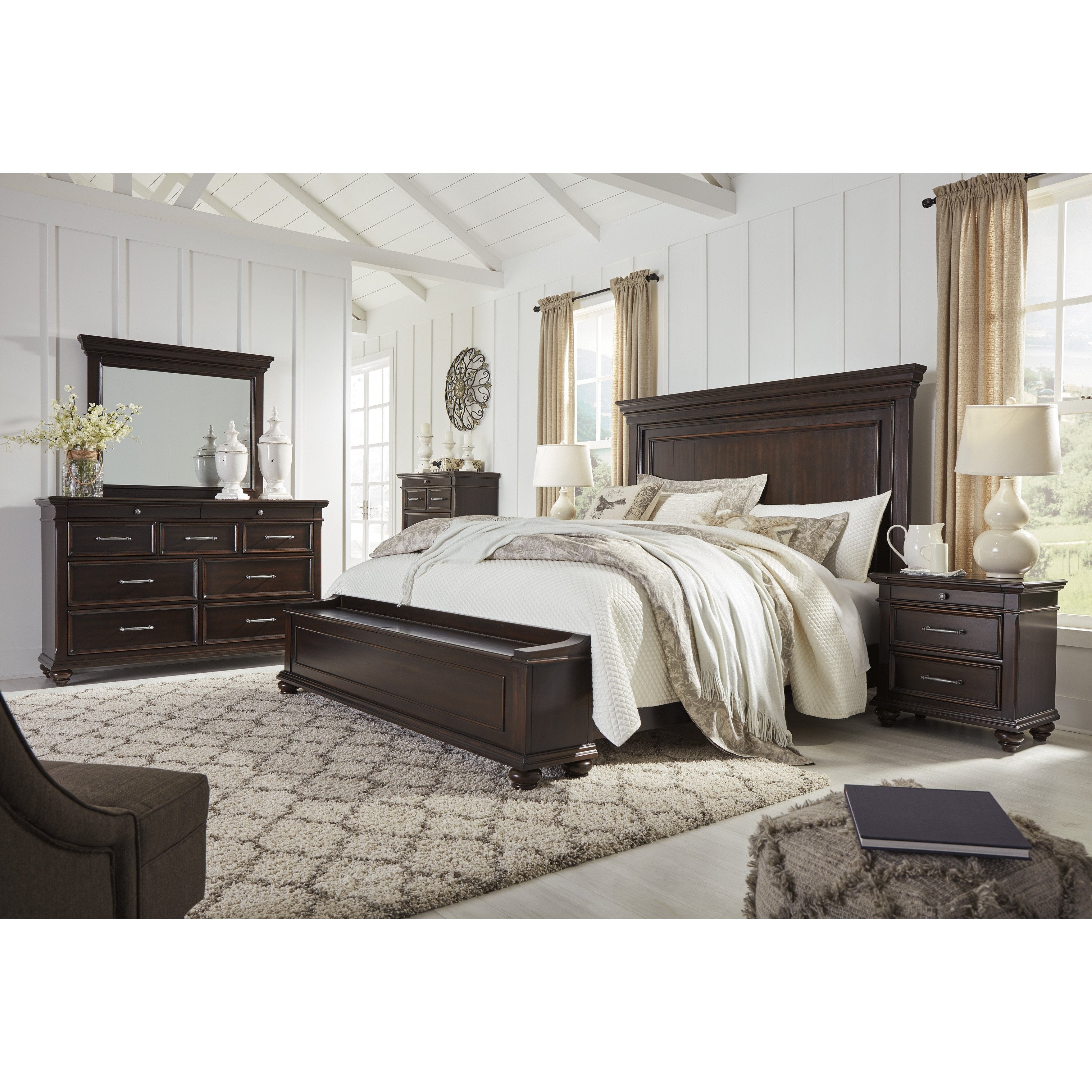[SPECIAL] Brynhurst Dark Brown Storage Bedroom Set Bella