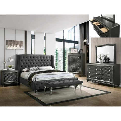 Giovani Dark Gray Panel Bedroom Set - bellafurnituretv