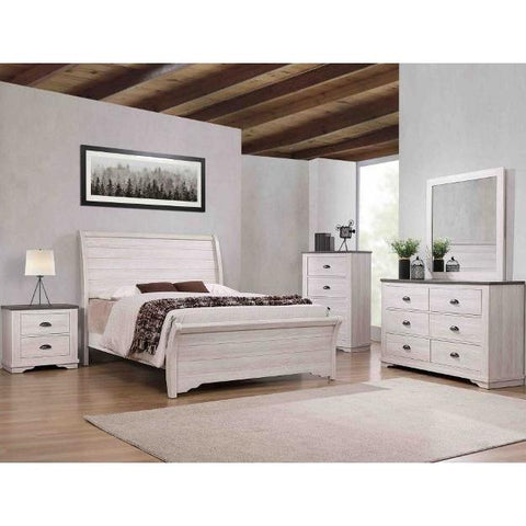 Coralee White King Sleigh Bed - bellafurnituretv