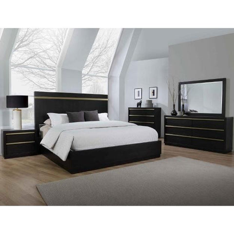 Lastra Black/Gold Platform Bedroom Set - bellafurnituretv