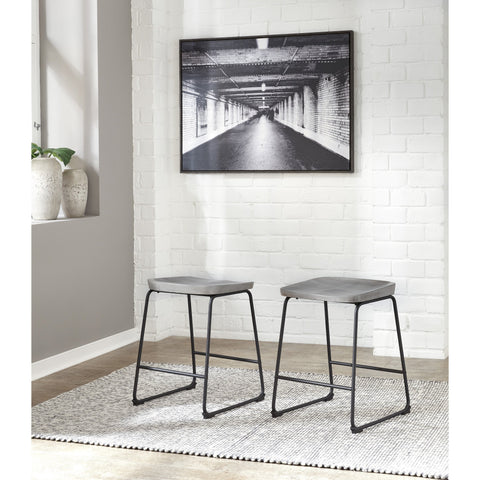 Showdell Gray/Black Bar Stool, Set of 2 - bellafurnituretv