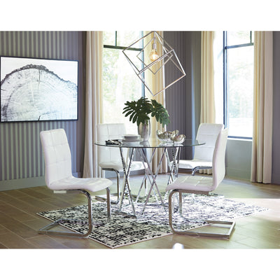 Madanere White/Chrome 5-Piece Dining Room Set - bellafurnituretv