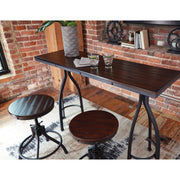 Odium Brown 3-Piece Rectangular Counter Table and Bar Stools - bellafurnituretv