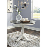 Nelling White/Dark Brown Round Dining Table - bellafurnituretv