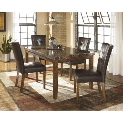 Lacey Medium Brown Faux Marble Dining Table - bellafurnituretv