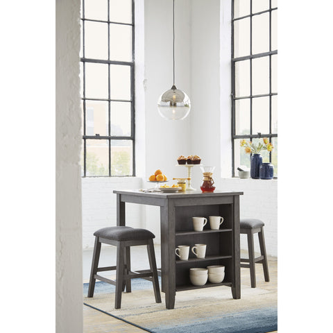 Caitbrook Gray 3-Piece Counter Table and Bar Stools - bellafurnituretv
