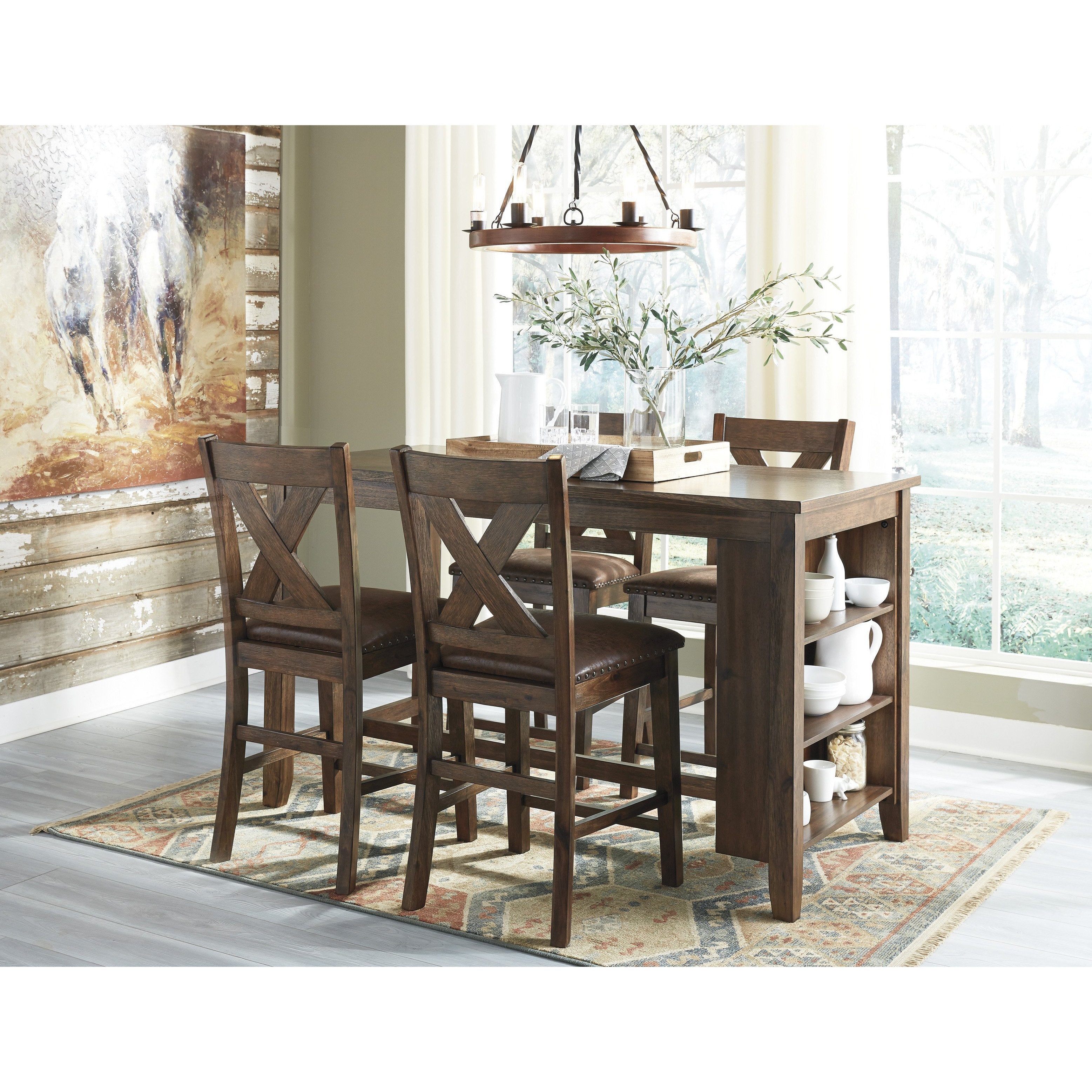 Chaleny Warm Brown Counter Height Set Bella Furniture