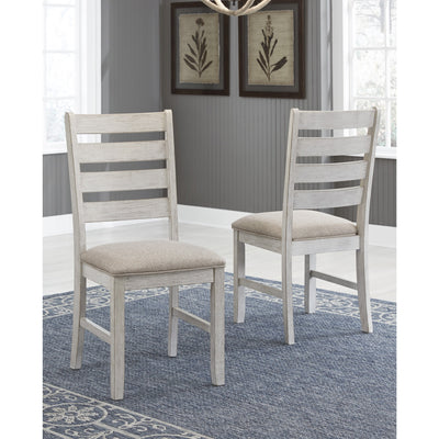 Skempton White/Light Brown Side Chair, Set of 2 - bellafurnituretv
