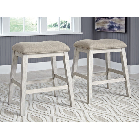 Skempton White/Light Brown Upholstered Bar Stool, Set of 2 - bellafurnituretv