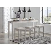 Skempton White/Light Brown 4-Piece Counter Table and Bar Stools - bellafurnituretv