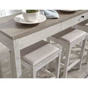 Skempton White/Light Brown 4-Piece Counter Table and Bar Stools - bellafurnituretv