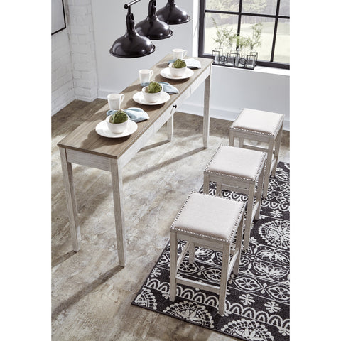 Skempton White/Light Brown 4-Piece Counter Table and Bar Stools - bellafurnituretv