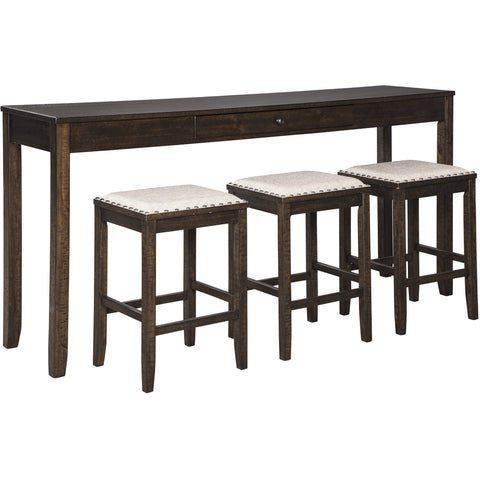 Rokane Brown 4-Piece Counter Table and Bar Stools - bellafurnituretv