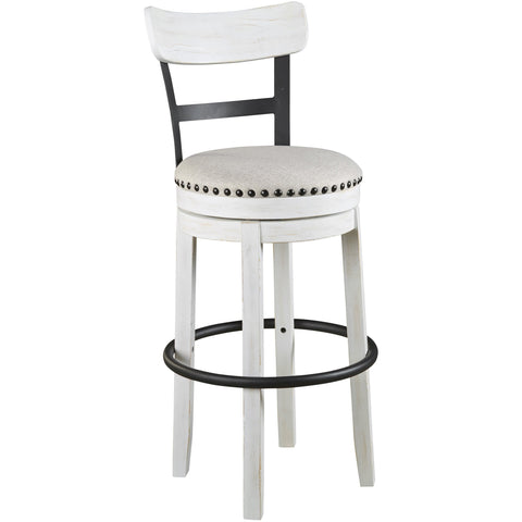 Valebeck White Upholstered Tall Swivel Bar Stool, Set of 2 - bellafurnituretv