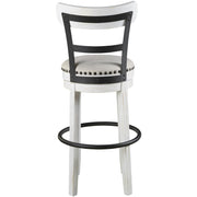 Valebeck White Upholstered Tall Swivel Bar Stool, Set of 2 - bellafurnituretv