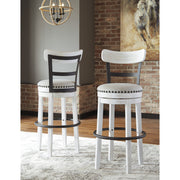 Valebeck White Upholstered Tall Swivel Bar Stool, Set of 2 - bellafurnituretv