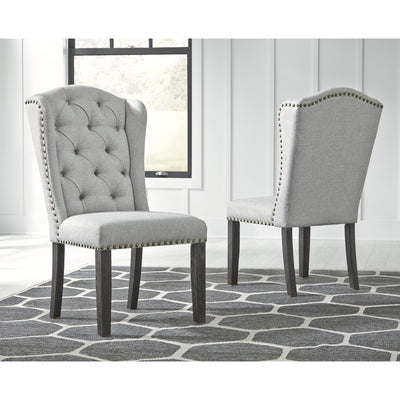 Jeanette Black/Linen Side Chair, Set of 2 - bellafurnituretv