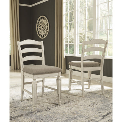 Realyn Chipped White Upholstered Counter Height Chair, Set of 2 - bellafurnituretv