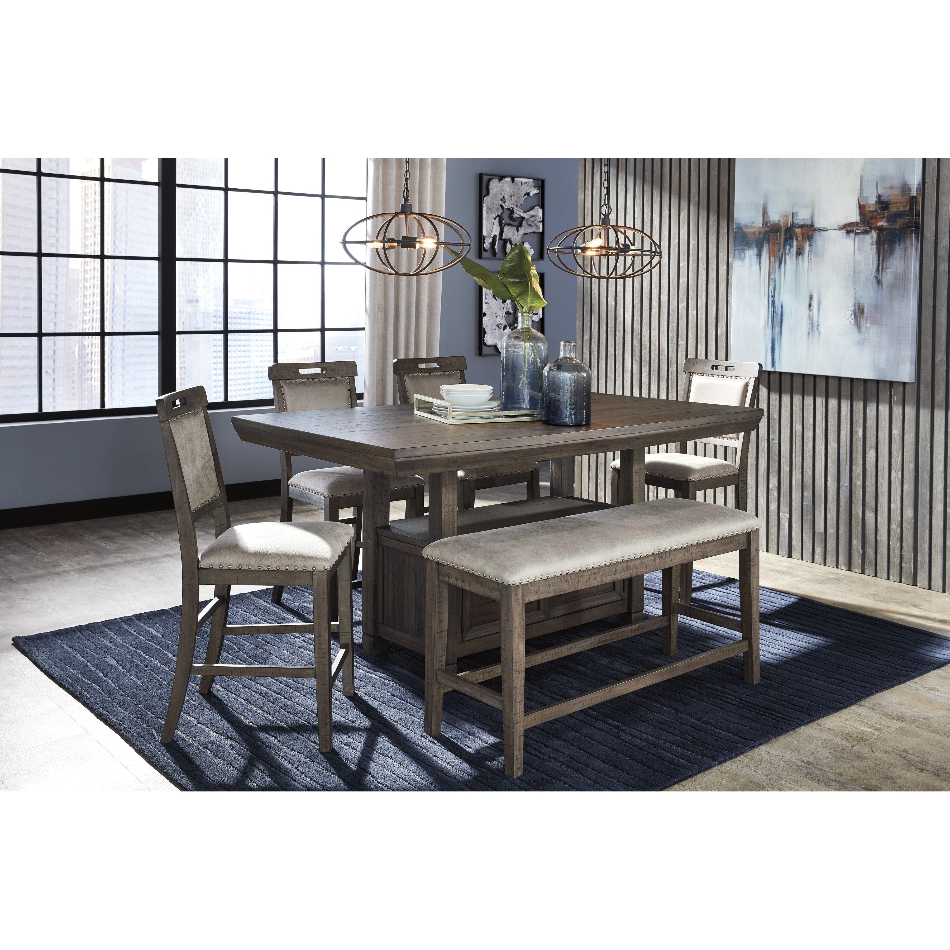 Johurst Brown/Beige Counter Height Set Bella Furniture