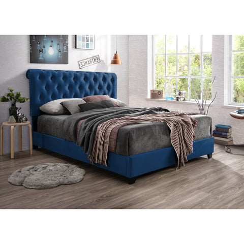 Kimberly Tufted Blue Velvet King Bed - bellafurnituretv