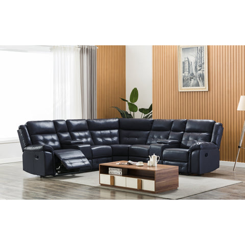 Laila Navy Reclining Sectional - bellafurnituretv