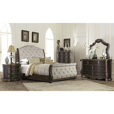 Bordeaux Espresso/Ivory Sleigh Bedroom Set - bellafurnituretv