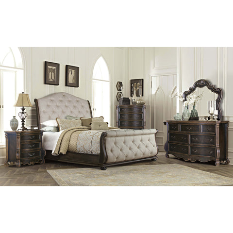Bordeaux Espresso/Ivory Sleigh Bedroom Set - bellafurnituretv