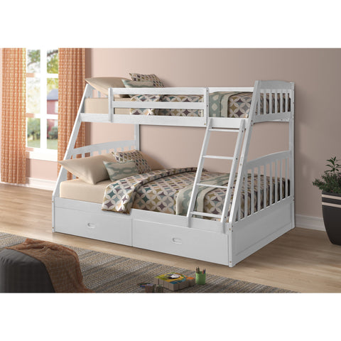 Miller White Twin over Full Bunk Bed with Storage Drawers - bellafurnituretv