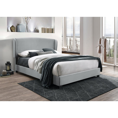 Kimberly Wingback Gray Velvet King Bed - bellafurnituretv