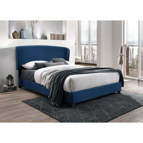 Kimberly Wingback Blue Velvet King Bed - bellafurnituretv