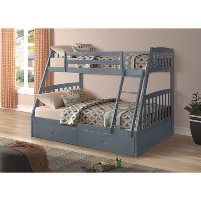Miller Gray Twin over Full Bunk Bed with Storage Drawers - bellafurnituretv