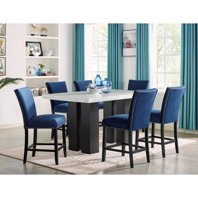 Iris Blue Velvet Counter Height Chair, Set of 2 - bellafurnituretv