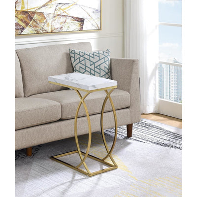 Fanetta White/Gold Chair Side Table - bellafurnituretv
