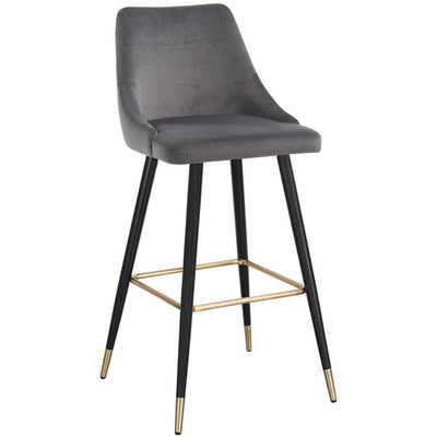 Auburn Charcoal Velvet Upholstered Bar Chair, Set of 2 - bellafurnituretv