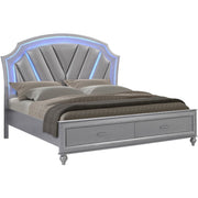 Vincent Silver Panel LED Storage Bedroom Set - bellafurnituretv