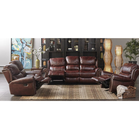 [SPECIAL] Stanley Mahogany Brown Leather Reclining Living Room Set - bellafurnituretv