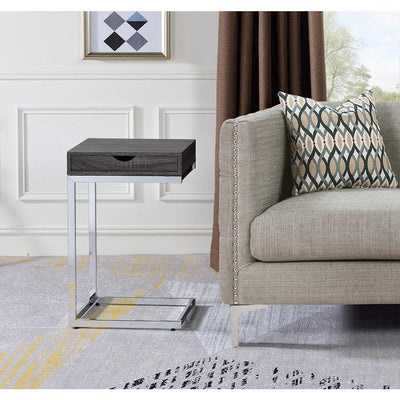 Lenora Gray/Chrome Chair Side Table - bellafurnituretv